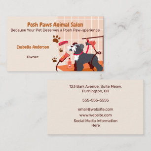 Carte De Visite Salon de toilettage Posh Paws pour animaux
