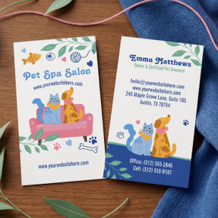 Carte De Visite Salon de toilettage pour chiens et chats mignons S