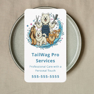Carte De Visite Salon de Toilettage pour Chiens Heureux Services d