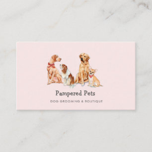 Carte De Visite Salon de toilettage pour chiens mignons Rose