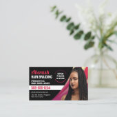 Carte De Visite Salon de tressage de cheveux noirs et roses Ajoute (Debout devant)