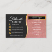 Carte De Visite Salon de tressage rose et or moderne cheveux (Dos)