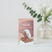 Carte De Visite Salon de tresse de cheveux Beauté noir Script Rose (Debout devant)