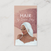 Carte De Visite Salon de tresse de cheveux Beauté noir Script Rose (Devant)