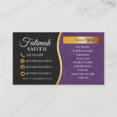 Carte De Visite Salon d'épilation moderne violet et or (Dos)