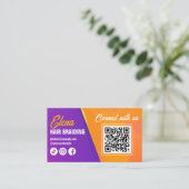 Carte De Visite Salon d'épilation violet et orange Connectez-vous (Debout devant)