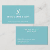 Carte De Visite Salon des cheveux Coiffeuse Ciseaux modernes Turqu (Devant / Derrière)
