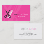 Carte De Visite Salon des cheveux coiffeuse - Jolie fille rose (Devant / Derrière)