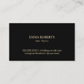 Carte De Visite Salon des cheveux Coiffeuse Sèche-cheveux Or éléga (Dos)