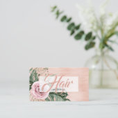 Carte De Visite Salon des cheveux Élégant Rose Rose Glitz Typograp (Debout devant)