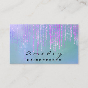 Carte De Visite Salon des cheveux holographiques Bleu Pink Drip