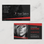 Carte De Visite Salon des cheveux noirs et rouges, Coiffeur, Coiff (Devant / Derrière)