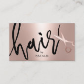Carte De Visite Salon des cheveux Rose moderne Or manuscrit (Devant)