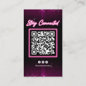 Carte De Visite Salon des cheveux roses moderne Qr Code Médias soc (Dos)