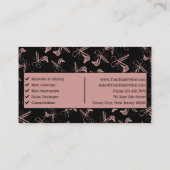 Carte De Visite Salon des cheveux Toscane rose et noir QR Code (Dos)