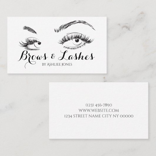 Carte De Visite Salon des extensions Eyebrows et Eyelash (Devant / Derrière)