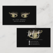 Carte De Visite Salon des Eyelashes Or Faux Noir (Devant / Derrière)