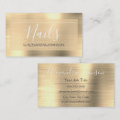 Carte De Visite Salon des ongles de doigt d'or de luxe (Devant / Derrière)