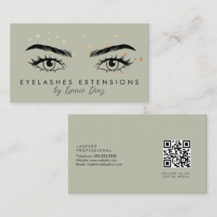 Carte De Visite Salon d'extensions de cils minimaliste Étoiles de 