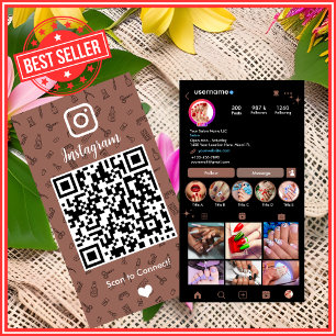 Carte De Visite Salon d'onglerie Chic Terracotta Instagram QR