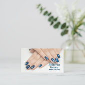 Carte De Visite Salon d'ongles d'artiste peintre de beauté bleu mo (Debout devant)