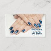Carte De Visite Salon d'ongles d'artiste peintre de beauté bleu mo (Devant)