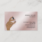 Carte De Visite Salon d'ongles d'or rose femme main nails technici (Dos)