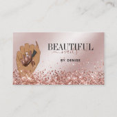 Carte De Visite Salon d'ongles d'or rose femme main nails technici (Devant)