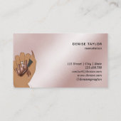 Carte De Visite Salon d'ongles d'or rose femme main nails technici (Dos)