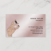 Carte De Visite Salon d'ongles d'or rose femme main nails technici (Dos)