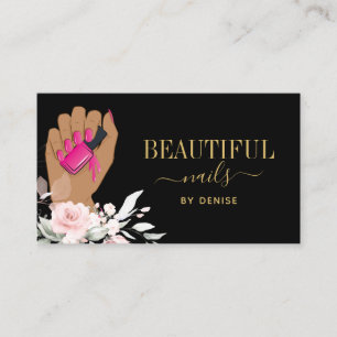 Carte De Visite salon d'ongles femme main glittering nails technic
