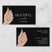 Carte De Visite salon d'ongles femme main glittering nails technic (Devant / Derrière)