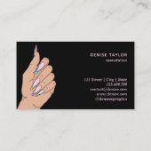 Carte De Visite salon d'ongles femme main glittering nails technic (Dos)