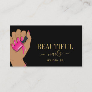 Carte De Visite salon d'ongles femme main glittering nails technic