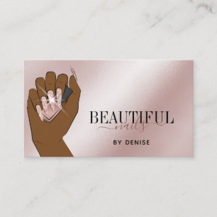 Carte De Visite Salon d'or rose femme technicienne à ongles