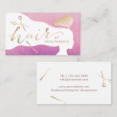 Carte De Visite Salon élégant d'aquarelle de fille de beauté de (Devant / Derrière)