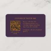 Carte De Visite Salon élégant moderne monogrammé code QR blanc Bu (Dos)