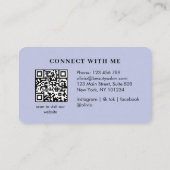 Carte De Visite Salon élégant moderne monogrammé code QR blanc Bu (Dos)