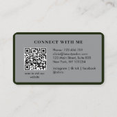 Carte De Visite Salon élégant moderne monogrammé code QR blanc Bu (Dos)