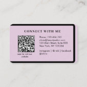 Carte De Visite Salon élégant moderne monogrammé code QR blanc Bu (Dos)