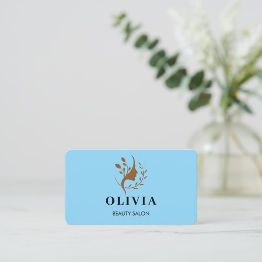 Carte De Visite Salon élégant moderne monogrammé code QR blanc Bu (Debout devant)