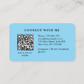 Carte De Visite Salon élégant moderne monogrammé code QR blanc Bu (Dos)