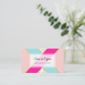 Carte De Visite Salon élégant Parties scintillant rose et bleu et (Debout devant)