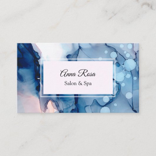 Carte De Visite ~ Salon et Spa Abstrait Blue Artisly Chic (Devant)