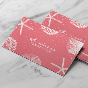 Carte De Visite Salon et Spa Coral Red Beach Seashs