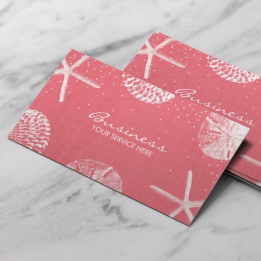 Carte De Visite Salon et Spa Coral Red Beach Seashs