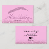 Carte De Visite Salon Eyebrow Microblading Parties scintillant ros (Devant / Derrière)