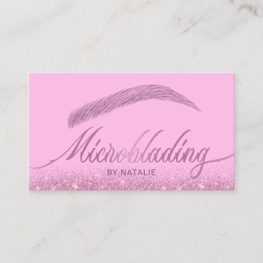 Carte De Visite Salon Eyebrow Microblading Parties scintillant ros (Devant)