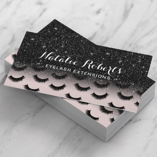 Carte De Visite Salon Eyelash Extensions Blush & Black Lashes