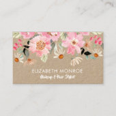 Carte De Visite Salon Fleurs de Jardin Rose Maquillage Coiffure St (Devant)